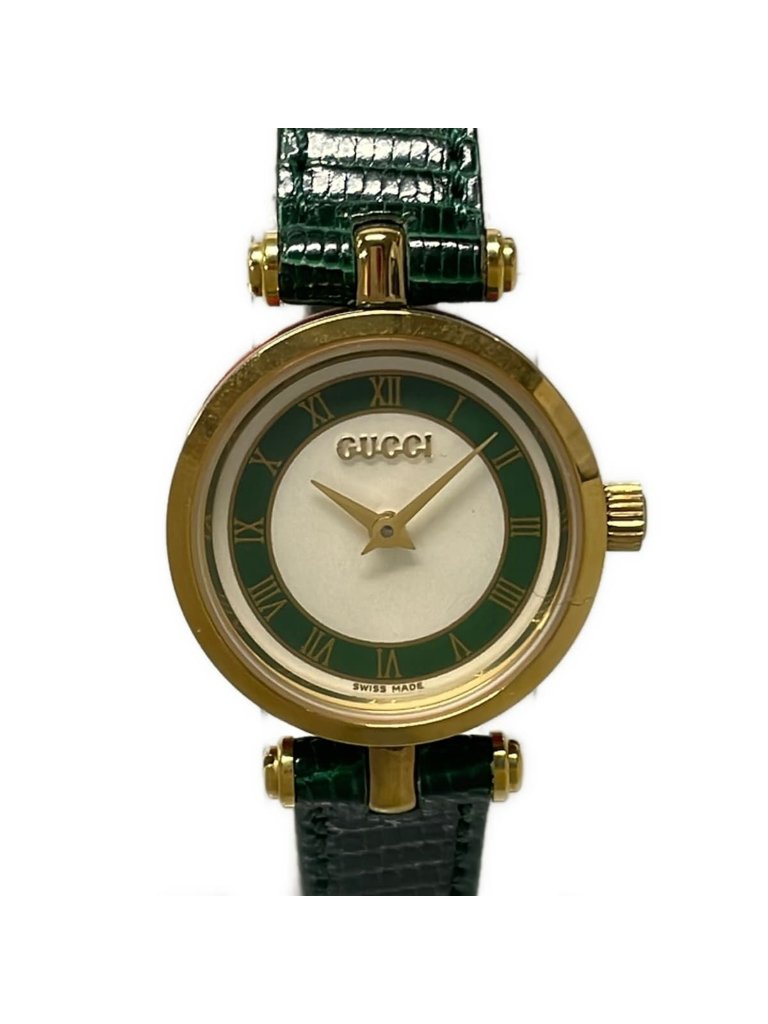 Gucci Watch Sherry Embossed Leather White Green